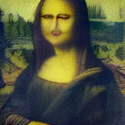 generated: a painting of the mona lisa on a white wall #3